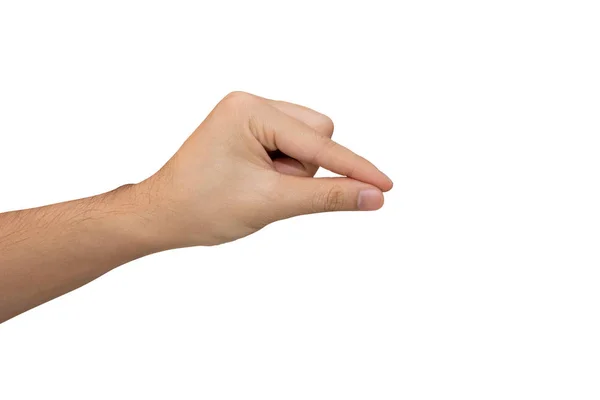 Man hand houden geïsoleerd op witte achtergrond met clipping pad. — Stockfoto