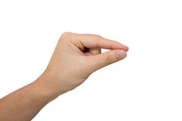 Man hand holding isolated on white background with clipping path.