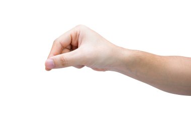 Kırpma yolu olan beyaz arkaplanda el ele tutuşan adam.