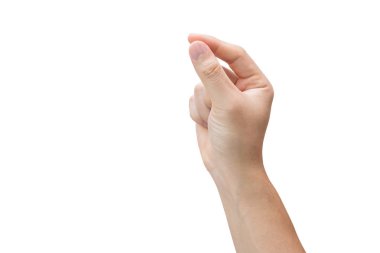 Adam el tutarak, kırpma yolu ile beyaz arka plan üzerinde izole.