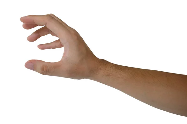 Mano de hombre aislada sobre fondo blanco, camino de recorte — Foto de Stock