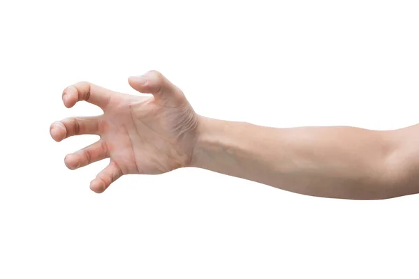 En hand som håller isolerad på vit bakgrund med urklippsbana. — Stockfoto