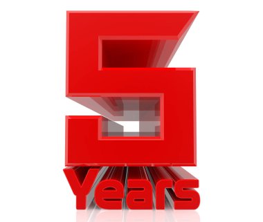 Beyaz arka plan 3d render 3d 5 yıl kelime