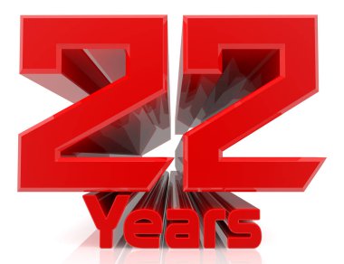 beyaz arka plan 3d render 3d 22 yıl kelime