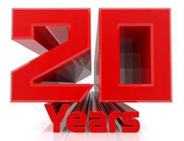 Beyaz arka plan 3d render 3d 20 yıl kelime