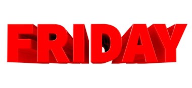 Beyaz arka plan 3d render 3d Cuma kelime