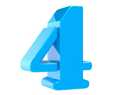 Beyaz arka plan 3d render 3d mavi sayı 4