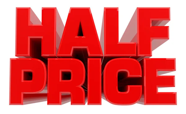 3d Half Price szó fehér háttér 3d renderelés — Stock Fotó