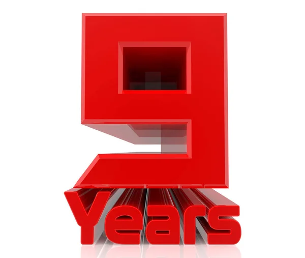 3D 9 years word on white background 3d rendering — Stock Photo, Image