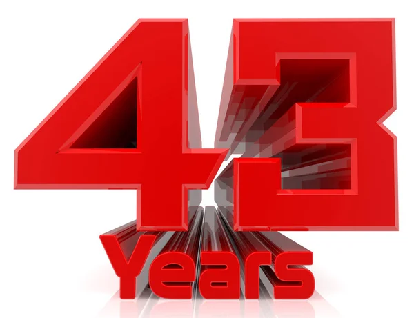 3D 43 years word on white background 3d rendering — Stock Photo, Image