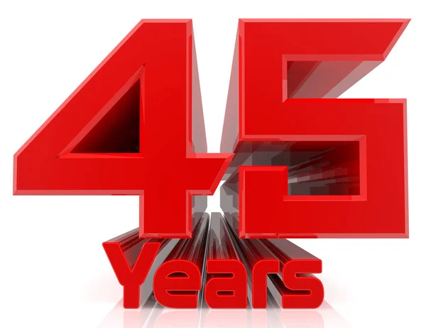 3D 45 years word on white background 3d rendering — Stock Photo, Image