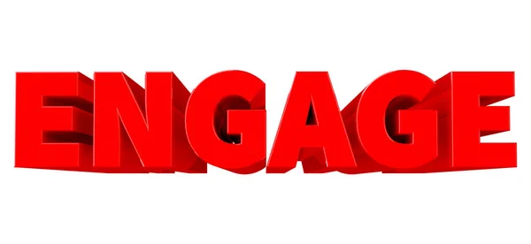 Palabra ENGAGE 3D sobre fondo blanco 3d renderizado — Foto de Stock