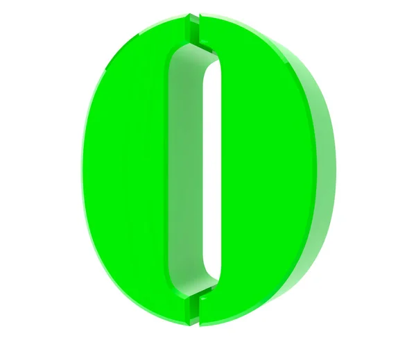3d Nomor hijau 0 pada latar belakang putih 3d rendering — Stok Foto