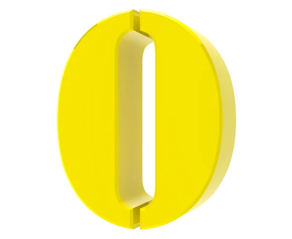 3d yellow number 0 on white background 3d rendering — Stock Photo, Image