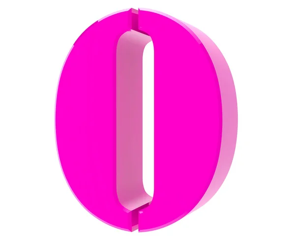 白色背景 3D 渲染上的 3d 粉红色数字 0 — 图库照片