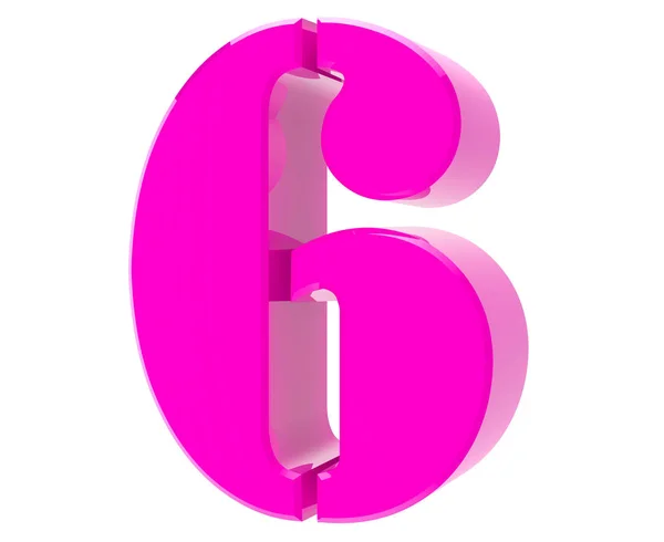 3d pink number 6 on white background 3d rendering — Stock Photo, Image