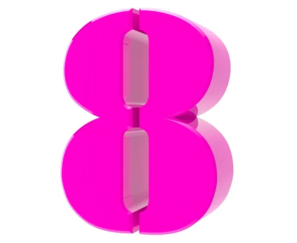 3d pink number 8 on white background 3d rendering — Stock Photo, Image