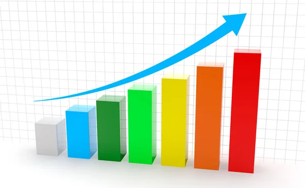 Gráfico de negócios e gráfico de renderização 3d — Fotografia de Stock