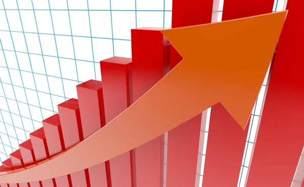 Gráfico de negócios e gráfico de renderização 3d — Fotografia de Stock