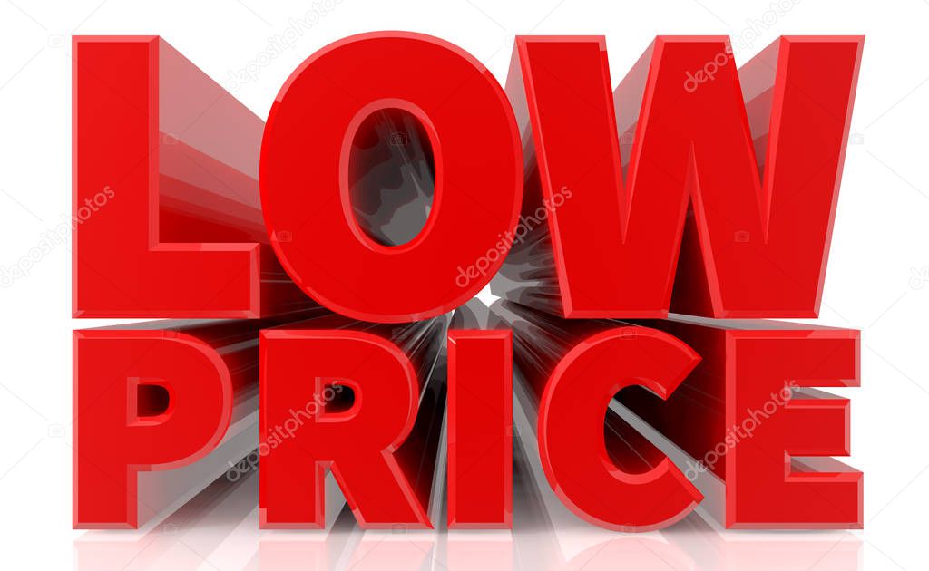 3D LOW PRICE word on white background 3d rendering