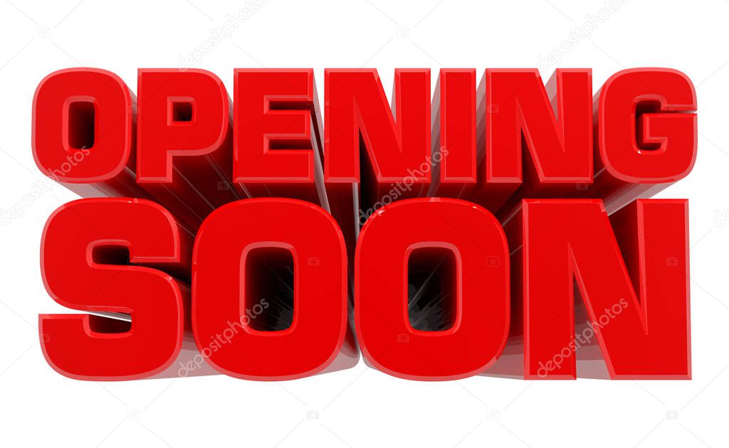 3D OPENING SOON word on white background 3d rendering