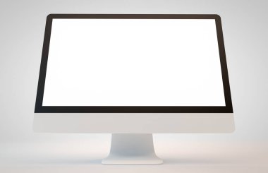 Beyaz arka plan 3d render bilgisayar ekranı