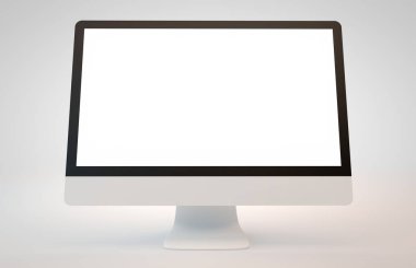 Beyaz arka plan 3d render bilgisayar ekranı