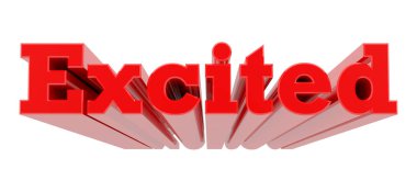 Beyaz arka plan 3d render 3d heyecanlı kelime