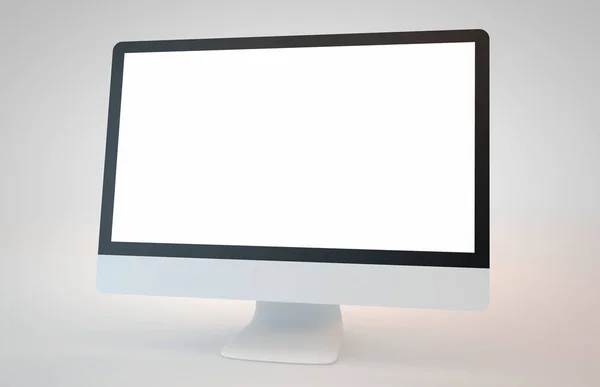 Wyświetlanie komputera na białym tle renderowania 3D — Zdjęcie stockowe