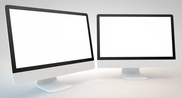 Affichage de l'ordinateur sur fond blanc rendu 3d — Photo