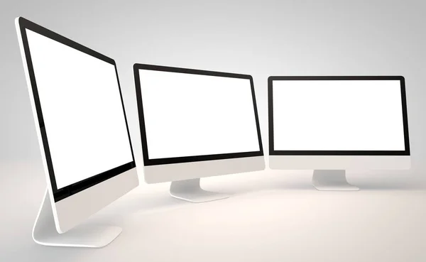 Affichage de l'ordinateur sur fond blanc rendu 3d — Photo