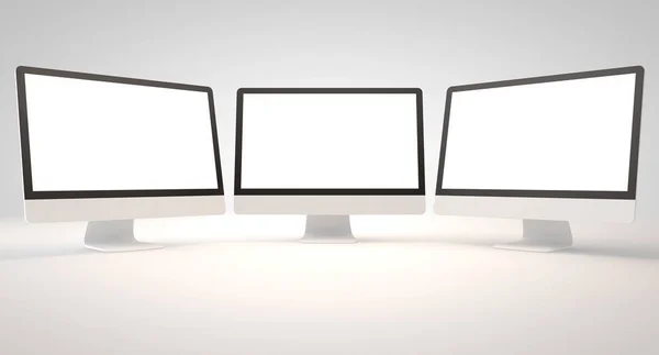 Wyświetlanie komputera na białym tle renderowania 3D — Zdjęcie stockowe