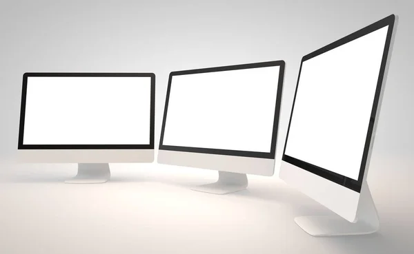 Beyaz arka plan 3d render bilgisayar ekranı