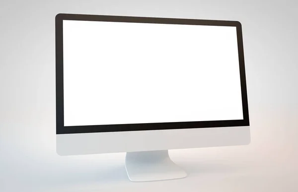 Computer weergave op witte achtergrond 3D-rendering — Stockfoto