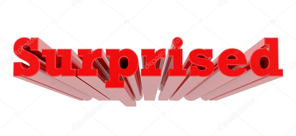 3D Surprised word on white background 3d rendering