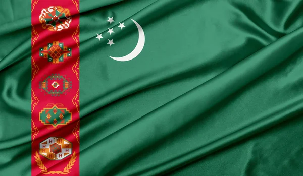 Bandera de Turkmenistán textura fondo — Foto de Stock