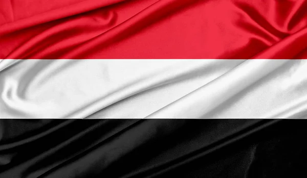 Υεμένη σημαία φόντο υφή — Φωτογραφία Αρχείου