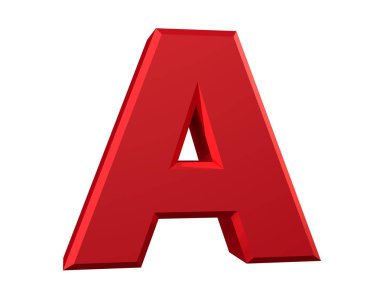 beyaz arka plan 3d render üzerinde kırmızı harf A