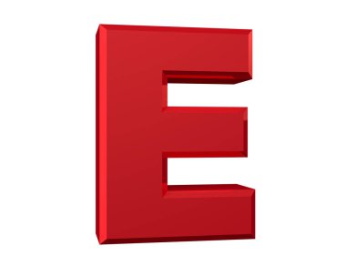 beyaz arka plan 3d render üzerinde kırmızı harf E
