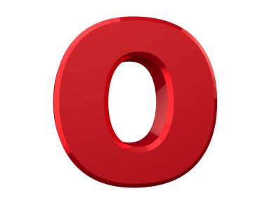 beyaz arka plan 3d render üzerinde kırmızı harf O