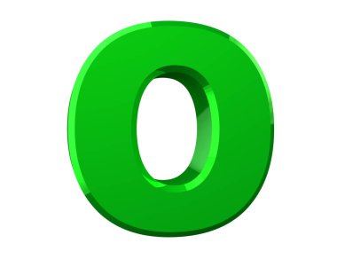 beyaz arka plan 3d render üzerinde yeşil harf O