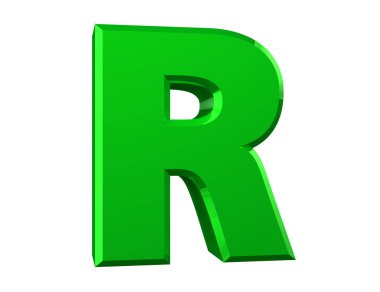beyaz arka plan 3d render yeşil harf R