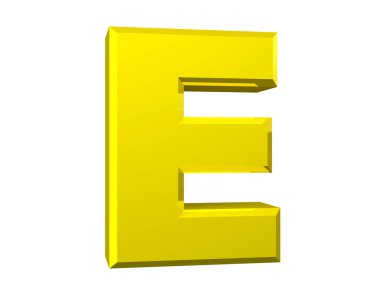 beyaz arka plan 3d render üzerinde sarı harf E