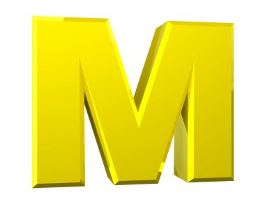 beyaz arka plan 3d render üzerinde sarı harf M