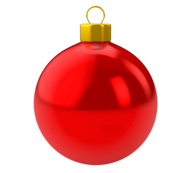 Beyaz arkaplanda kırmızı noel topu