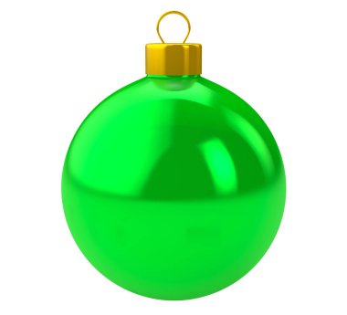 Beyaz arkaplanda yeşil noel topu