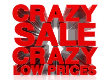 Beyaz arka plan 3d render 3d Crazy Sale Crazy Düşük Fiyatlar kelime