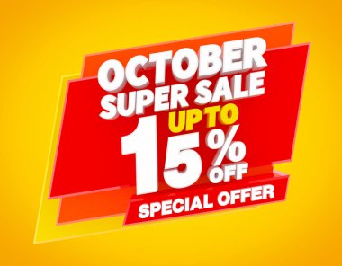 Ekim Süper Satış Kadar 15 % Özel Teklif illüstrasyon 3d render