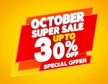 Ekim Süper Satış Kadar 30 % Özel Teklif illüstrasyon 3d render