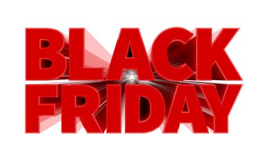 Beyaz arka plan 3d render üzerinde Black Friday kelime